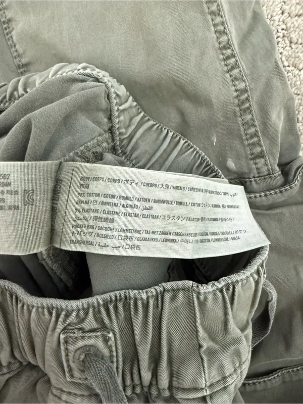 Abercrombie Baggy Cargo Pull On Pants Olive Green XXS Short - Image 12