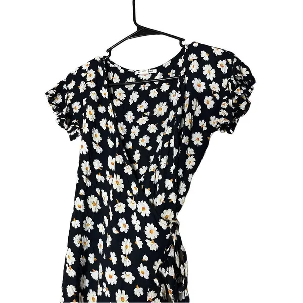 Billabong Black‎ Flower Print Wrap Mini Dress Size Small - Image 2