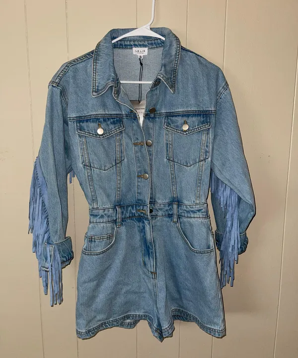 These Three Boutique Denim Romper - Image 4