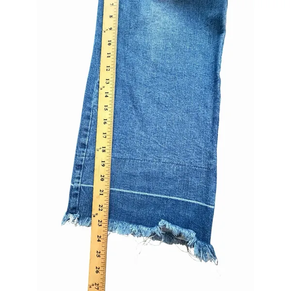 Gianni Bini Jeans Women's Medium Wide Leg Unhemmed High Rise Blue Denim #EEE2-1 - Image 6