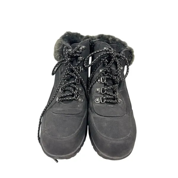 Karen Scott Black Faux Fur Lined Hiking Boots Cozy Winter Lace Up Zip‎ - Image 3