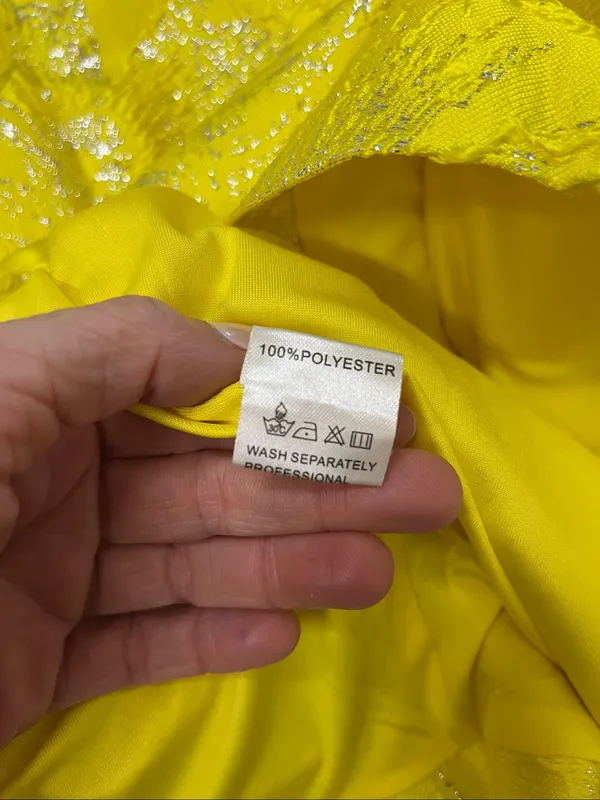NWT Bella Barnett Yellow Ruffled Off-Shoulder Cocktail Dress size L - Image 11