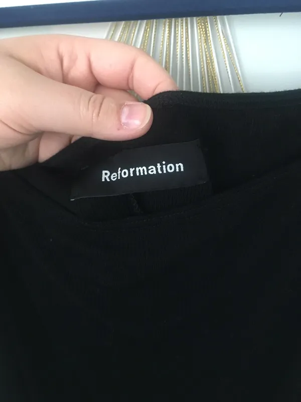 Reformation Square Neck Tee With Puff Sleeves XL Black top - Image 4