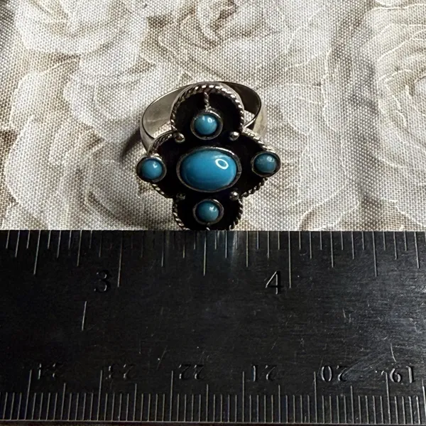 Vintage Ring Faux Turquoise Silver Tone Southwest‎ Adjustable Blue - Image 10