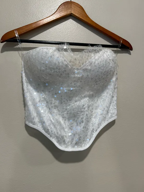 White sequin corset top Size L - Image 3