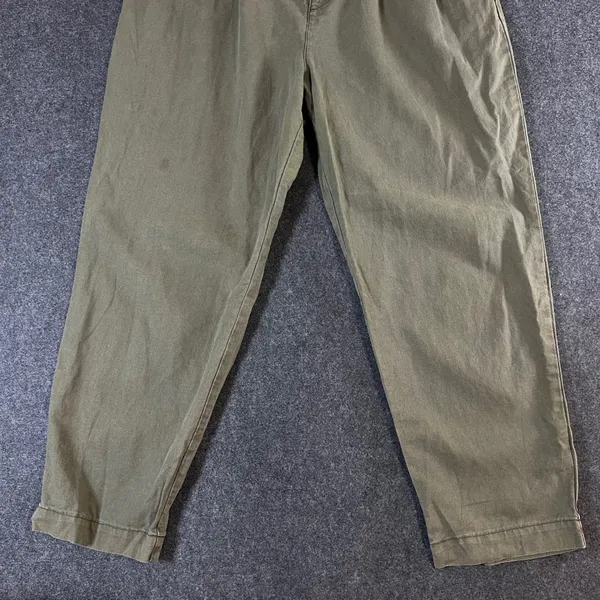 Abercrombie & Fitch Olive Green Linen Blend Pleated Tapered Pants Size L - Image 10