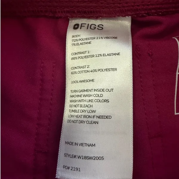 Figs Zamora Jogger Dark Magenta Scrub Pants Size XS - Image 3
