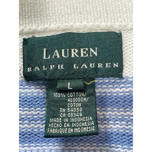 Lauren Ralph Lauren Cotton Striped Sweater L Pastel Rainbow Knit Top Read - Image 6