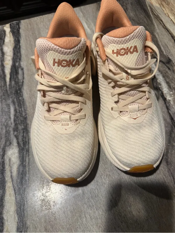 Hoka One One Women's Running Shoe - cream /beige color size 8B - Image 4