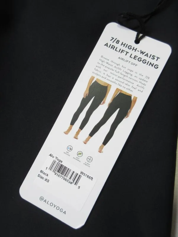 NWT Alo Yoga 7/8 High-Waist Airlift Legging in Black Stretch Workout XS - Image 4