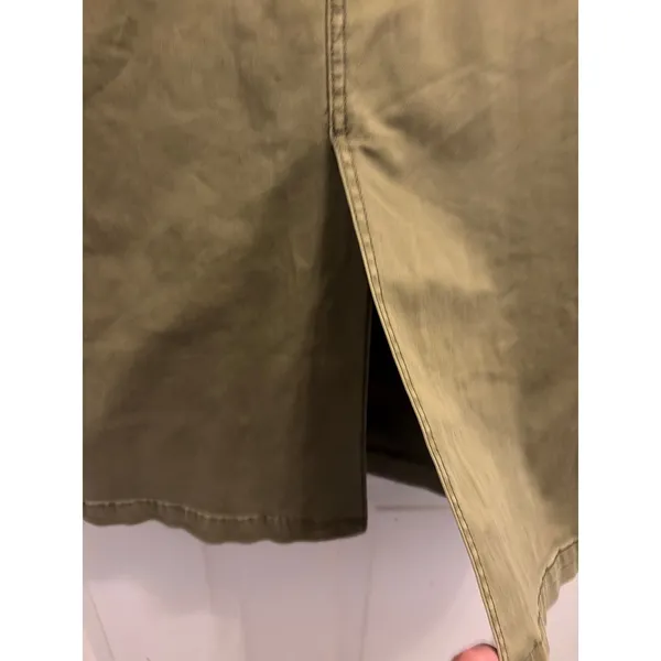 Anthropologie Green Khaki Utility Midi Skirt Button Front Cargo Pockets Size 4 - Image 3