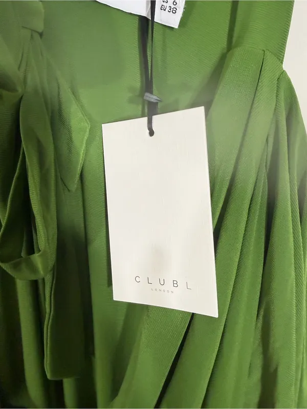 NWT Club L London Hurghada Green Plunge Long Sleeve Maxi Dress Green Size 6 - Image 7