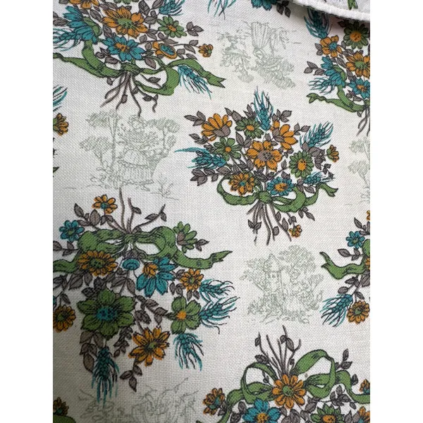 Vintage 60's Shirtmaker green Floral Cotton Blouse Peter Pan Collar USA Small - Image 7