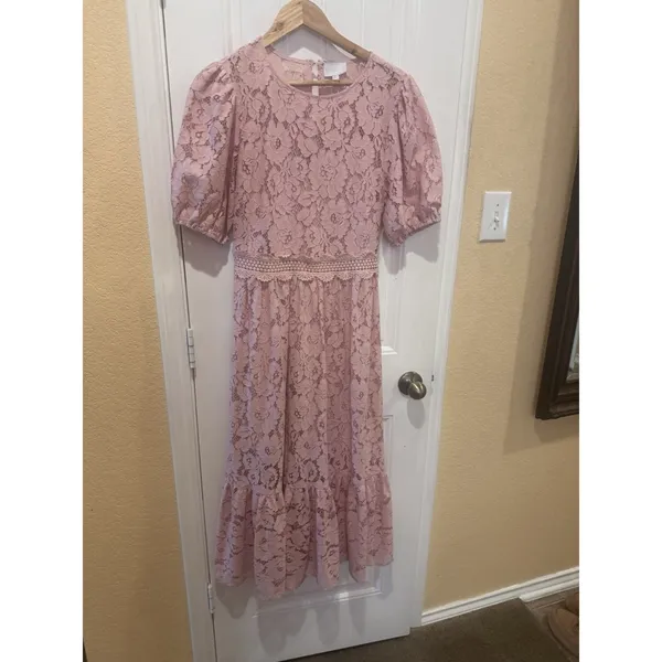 Fleur de Lis Lace Midi Dress BY SUGARLIPS MAUVE COLOR SIZE M - Image 14