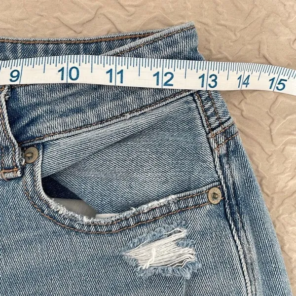American Eagle Womens Mom Straight‎ Jeans Distressed Light Wash Blue Size 2 Reg - Image 10