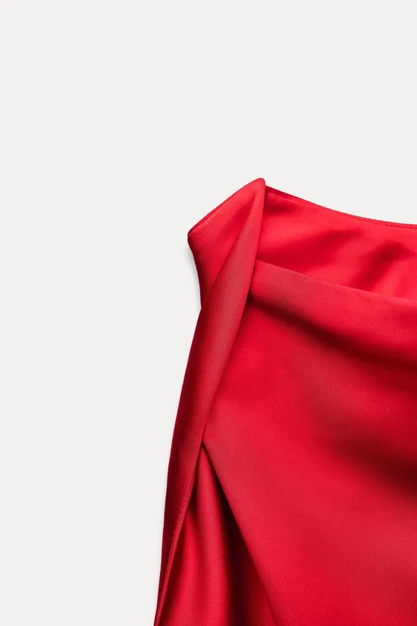 Zara dress Maxi Red satin Lingerie Fitted wedding Party - Image 13