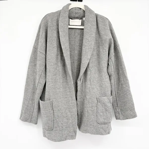 Aritzia Babaton Women Freeman 100% Wool Grey Minimalist Cardigan Jacket‎ Size L - Image 3