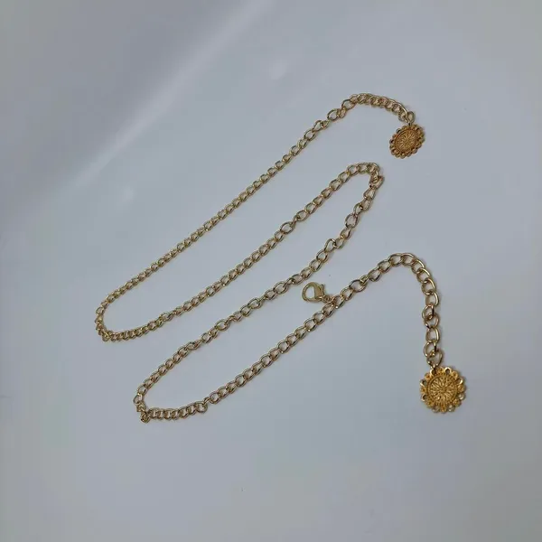 Y2K Rockstar Girlfriend Gold Layered Charm Chain Belt, Up to 37 Inches, X7GA1190 - Image 8