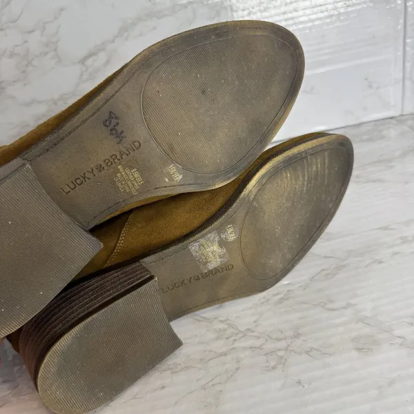 Lucky Brand Boots Womens Size 9.5M Suede Block Heel Ankle Zip‎ Western Shoes - Image 8
