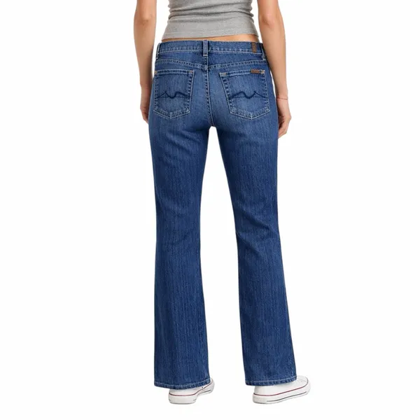 7 For All Mankind Women’s Bootcut Jeans Size 26 Medium Wash Low Rise Made in US - Image 2