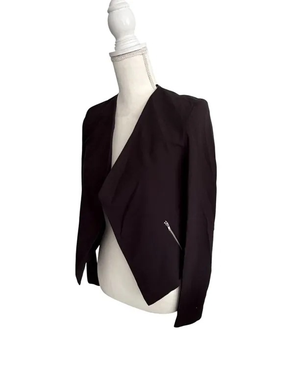 H&M Black Asymmetrical Blazer Jacket Size US 2 - Image 3
