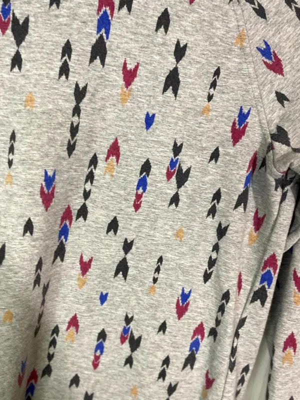 Patagonia Organic Cotton Long Sleeve Top Womens Small Gray Arrow Print Cowl Neck - Image 2