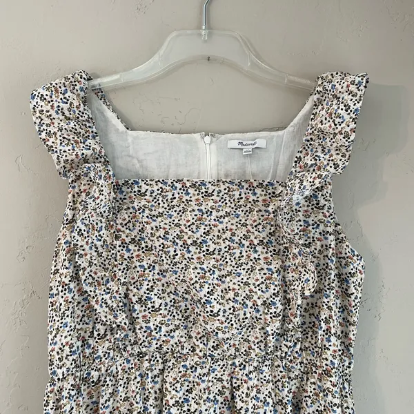 Madewell Floral Midi Dress - Cream and Blue - Image 2