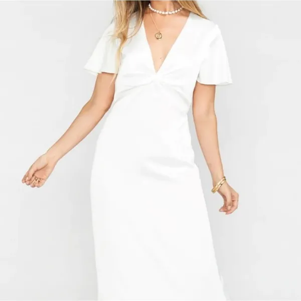 Show Me Your Mumu Rome Twist Gown Ivory Luxe Satin Extra‎ Large - Image 3