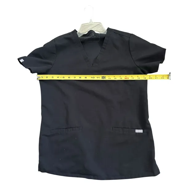 FIGS Casma Pocket Scrub Top Black Large V-Neck Technical Collection Women's Sm - Image 4