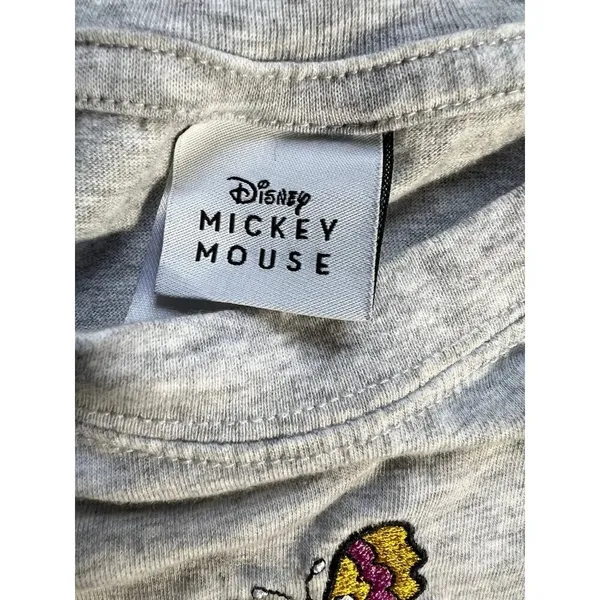 Mickey Mouse Licensed Ladies Character Tee With Embroidery Size L Gray - Image 3