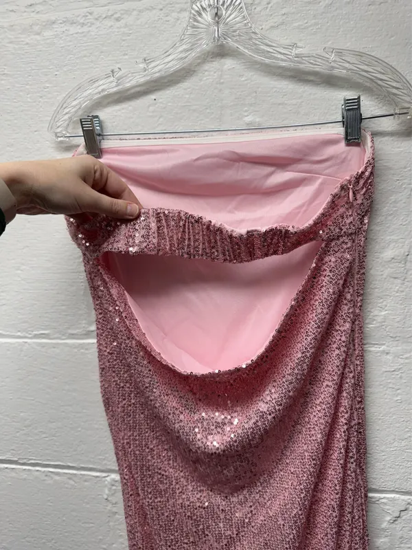 Sequin Strapless Midi Dress Pink Size L - Image 5