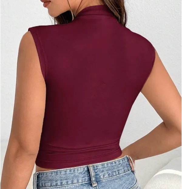 Burgundy Tank Ruched Red Size XS - Image 2