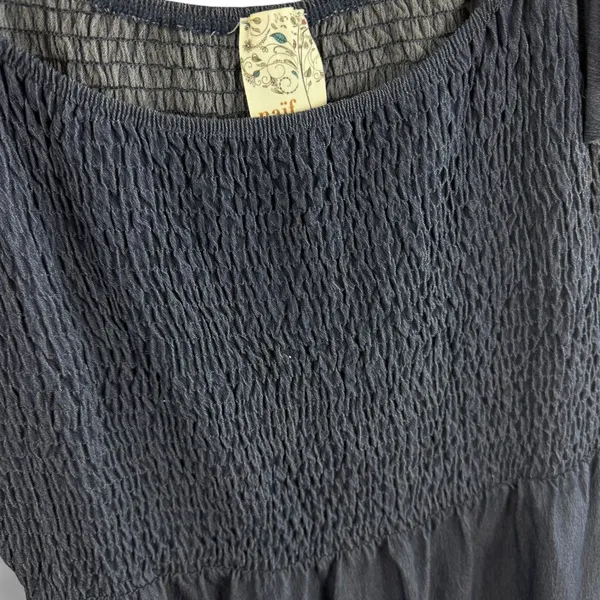 Naif Navy Blue Smocked Flutter Sleeve Mini Dress Womens Size‎ M Boho Scoop Neck - Image 3
