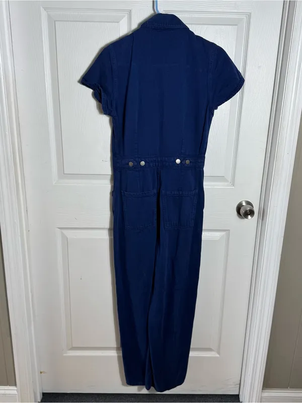 Reformation Izzy Boiler Jumpsuit Size 4 Blue‎ Denim Utility Relaxed Straight Leg - Image 3