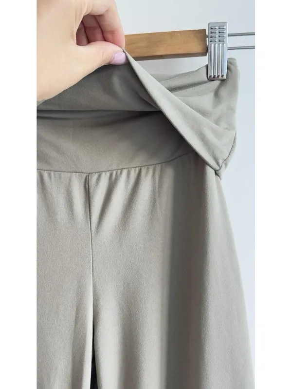 Kimberly C Soft Foldover Flare Pants Taupe Lounge Yoga Stretch Small - Image 6