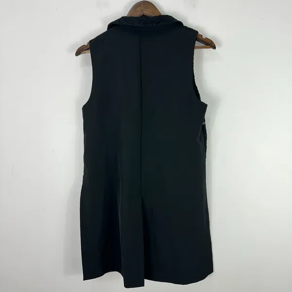 Elle Womens‎ Small Black Lace Longline Vest Open Front Sleeveless Layering Boho - Image 3
