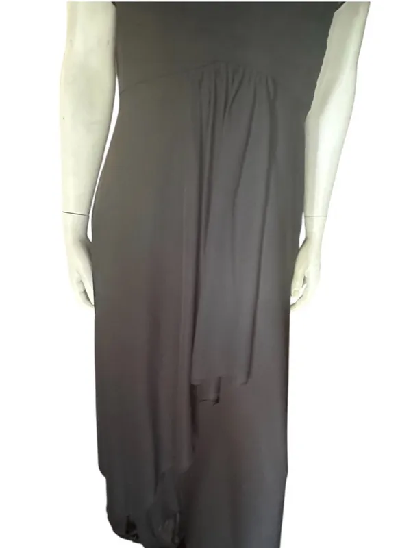 Inewer V-Neck Flutter Sleeve Chiffon Drape Formal Dress Black Size 12 NWT - Image 3