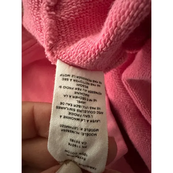 Helmut Lang "Inside Out" Repeat Text Logo Hoodie – Pink‎ (Size L) - Image 7
