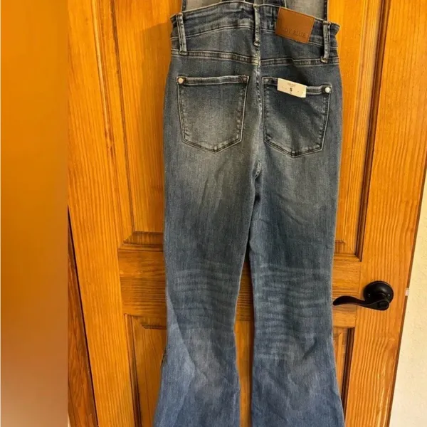 Judy Blue Denim Overalls Small Button Front Flare Leg Stretch Bib Jeans - Image 5