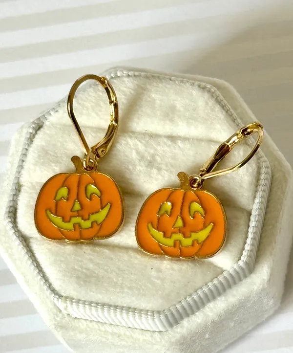 Halloween Pumpkin Earrings (402) 🎃 Orange - Image 3