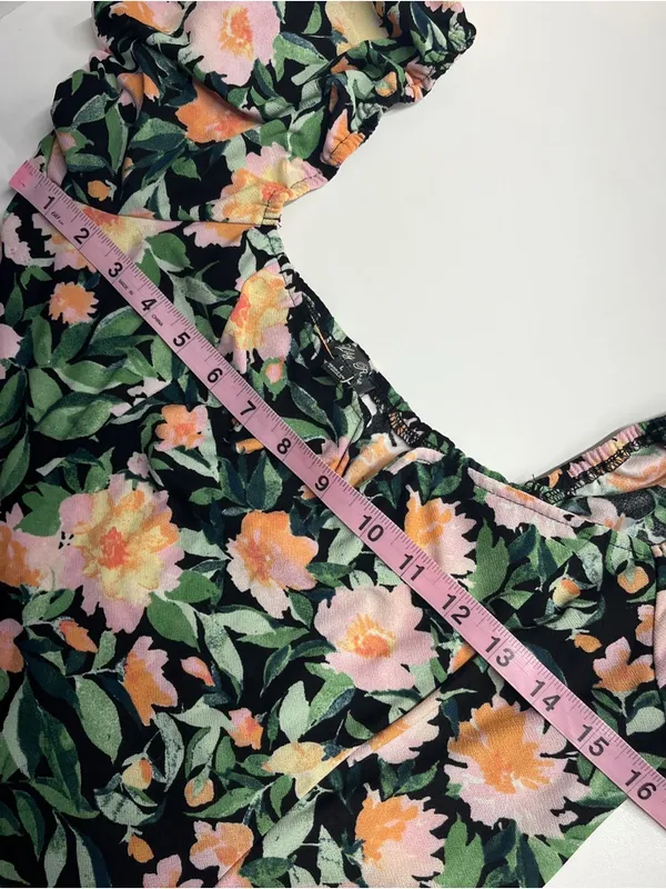 Lila Rose Floral tropical mini dress‎ dark floral stretchy sleeves large beach imperfect - Image 11