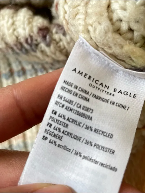 American Eagle Neutral Knit Sweater Small Granola Earthy Minimalist Cozy Outdoor - Image 7