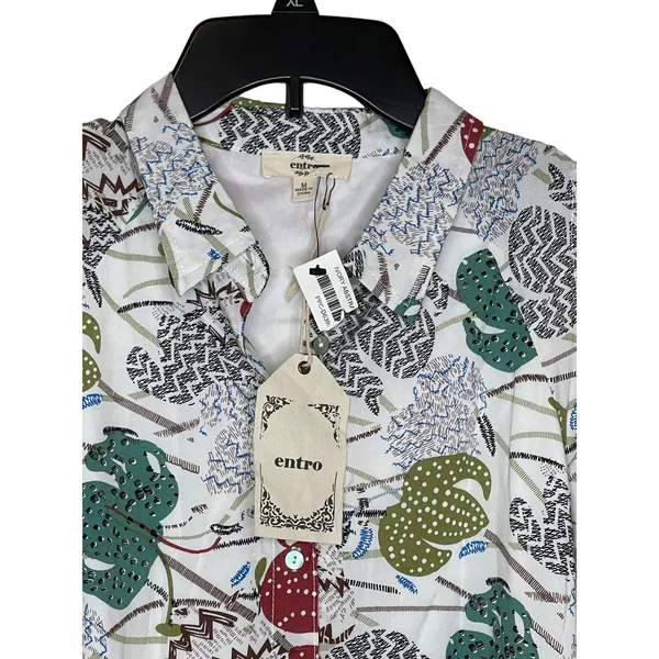 Entro Women's Shirt Dress‎ Button-Up Midi Floral Collar Cold Shoulder Medium NWT - Image 2
