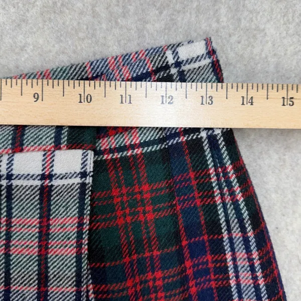 Haberdasher Tartan Plaid Wrap Skirt Sz XS Red Blue Dark Academia Preppy Kilt Pin - Image 8