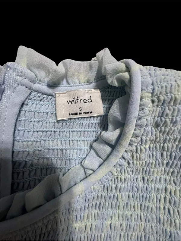 Wilfred Pale Blue Smocked Blouse with Ruffle Hem - Image 2