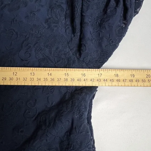 Madewell Lace Shift Dress Womens 2 Navy‎ Blue V-Neck Ruffle Sleeve F9479 - Image 6