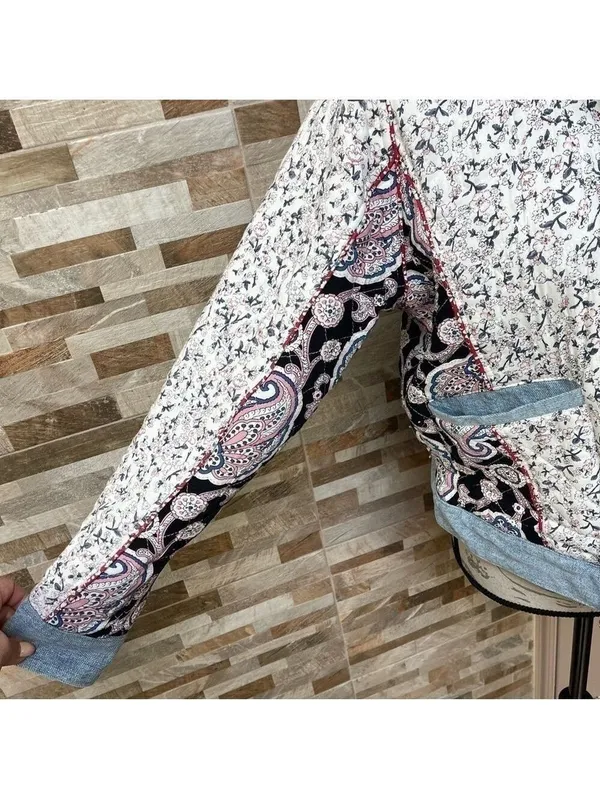 BLANK NYC Anthropologie Reversible Patchwork Denim cotton Jean Jacket XS fits M - Image 14