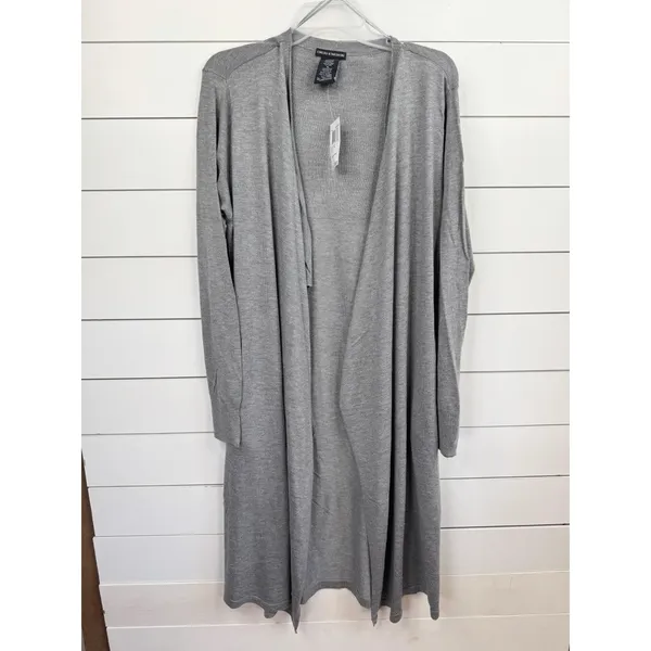 CHELSEA & THEODORE Cardigan Duster Sz L Mist Grey Heather Open Front Long Sleeve - Image 9