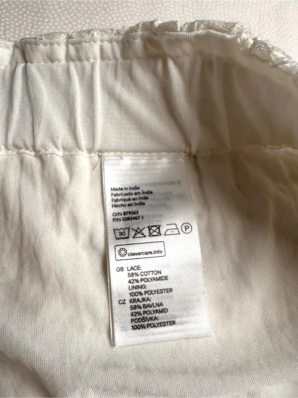 H&M White Lace Shorts Womens US 10 NWT Elastic Waist Lined Boho Cotton - Image 5