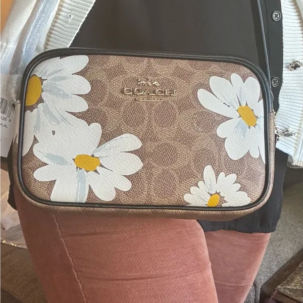 Coach Authentic Signature floral canvas/ smooth leather top zip Crossbody - Image 13